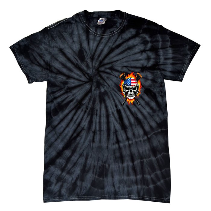 Patriotic Lacrosse Skull Tie-Dye T-Shirt