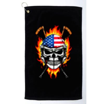 Patriotic Lacrosse Skull Platinum Collection Golf Towel