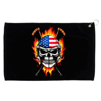 Patriotic Lacrosse Skull Grommeted Golf Towel