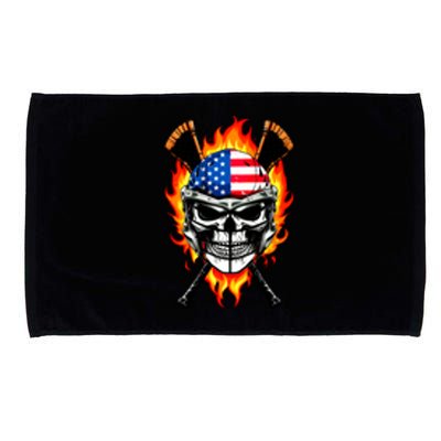 Patriotic Lacrosse Skull Microfiber Hand Towel