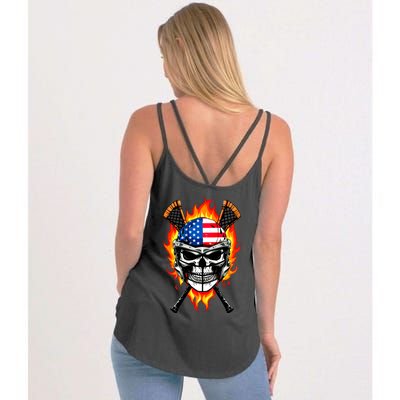 Patriotic Lacrosse Skull Women's Strappy Tank