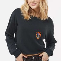 Patriotic Lacrosse Skull Cropped Pullover Crew