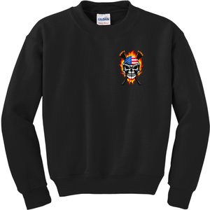 Patriotic Lacrosse Skull Kids Sweatshirt