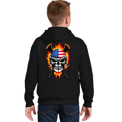 Patriotic Lacrosse Skull Kids Hoodie