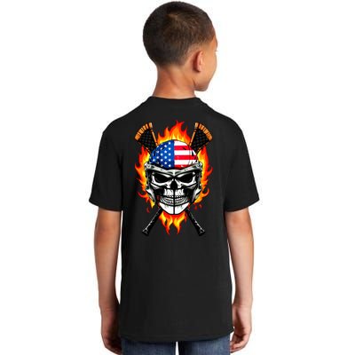 Patriotic Lacrosse Skull Kids T-Shirt