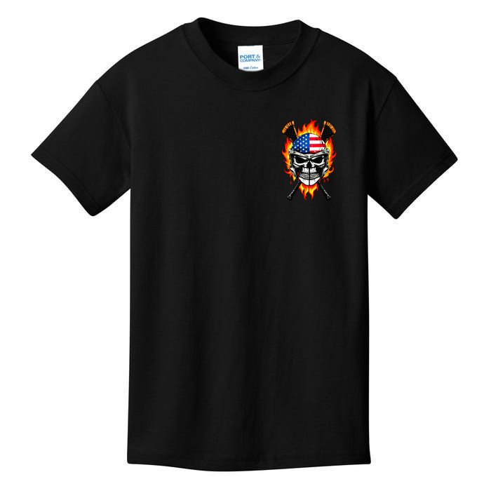 Patriotic Lacrosse Skull Kids T-Shirt