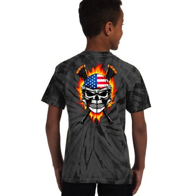 Patriotic Lacrosse Skull Kids Tie-Dye T-Shirt