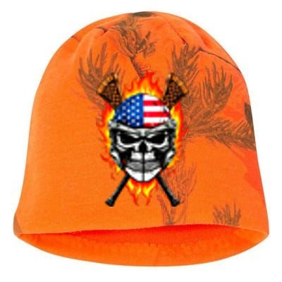 Patriotic Lacrosse Skull Kati - Camo Knit Beanie