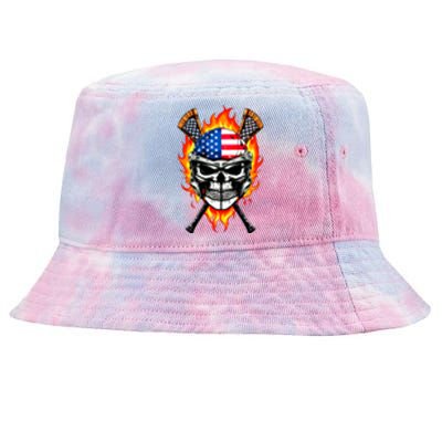 Patriotic Lacrosse Skull Tie-Dyed Bucket Hat