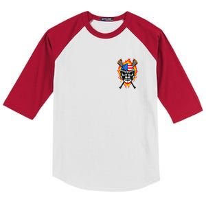 Patriotic Lacrosse Skull Kids Colorblock Raglan Jersey