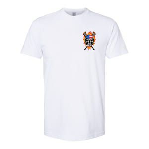 Patriotic Lacrosse Skull Softstyle CVC T-Shirt