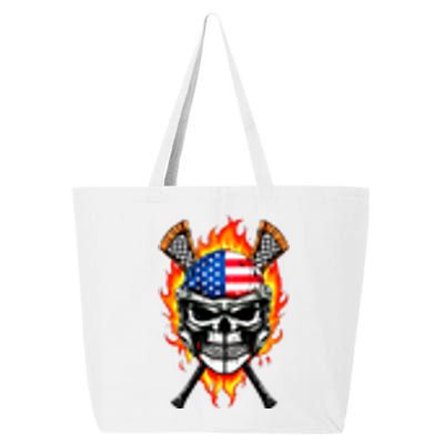 Patriotic Lacrosse Skull 25L Jumbo Tote