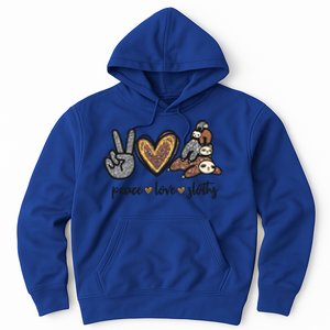 Peace Love Sloths Sign Leopard Graphic Funny Gift Hoodie