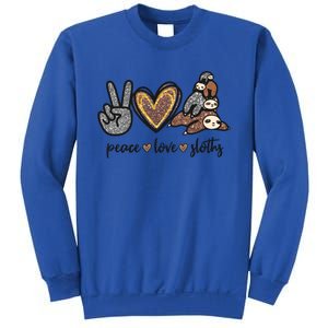 Peace Love Sloths Sign Leopard Graphic Funny Gift Sweatshirt