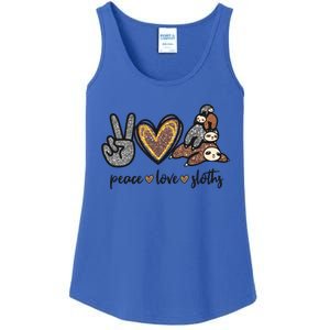 Peace Love Sloths Sign Leopard Graphic Funny Gift Ladies Essential Tank