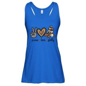 Peace Love Sloths Sign Leopard Graphic Funny Gift Ladies Essential Flowy Tank