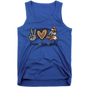 Peace Love Sloths Sign Leopard Graphic Funny Gift Tank Top