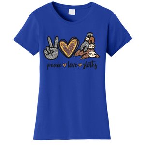 Peace Love Sloths Sign Leopard Graphic Funny Gift Women's T-Shirt