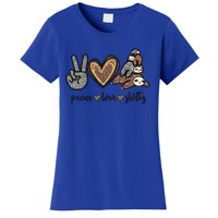 Peace Love Sloths Sign Leopard Graphic Funny Gift Women's T-Shirt