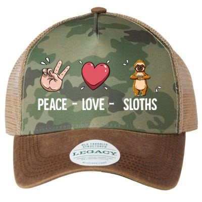 Peace Love Sloths Cute Gift Legacy Tie Dye Trucker Hat