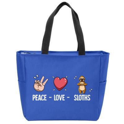 Peace Love Sloths Cute Gift Zip Tote Bag