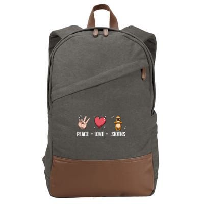 Peace Love Sloths Cute Gift Cotton Canvas Backpack