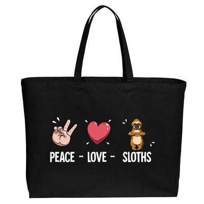 Peace Love Sloths Cute Gift Cotton Canvas Jumbo Tote