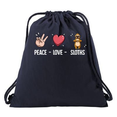 Peace Love Sloths Cute Gift Drawstring Bag