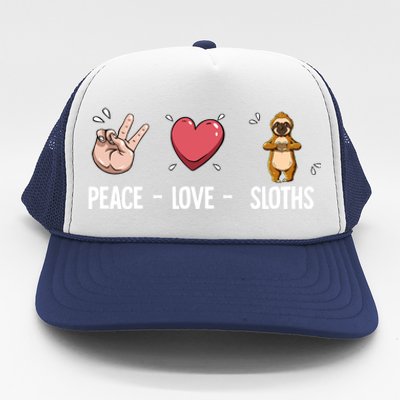 Peace Love Sloths Cute Gift Trucker Hat