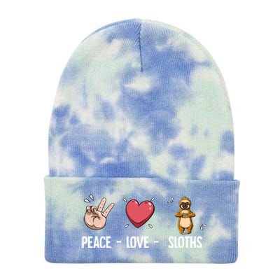 Peace Love Sloths Cute Gift Tie Dye 12in Knit Beanie