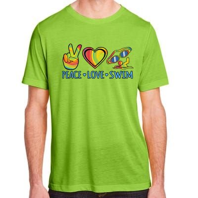 Peace Love Swim Fun Swimmer Swimming Coach Graphic Funny Gift Adult ChromaSoft Performance T-Shirt