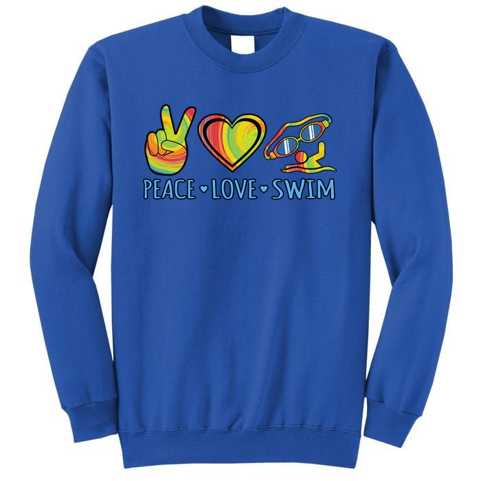 Peace Love Swim Fun Swimmer Swimming Coach Graphic Funny Gift Sweatshirt