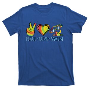 Peace Love Swim Fun Swimmer Swimming Coach Graphic Funny Gift T-Shirt