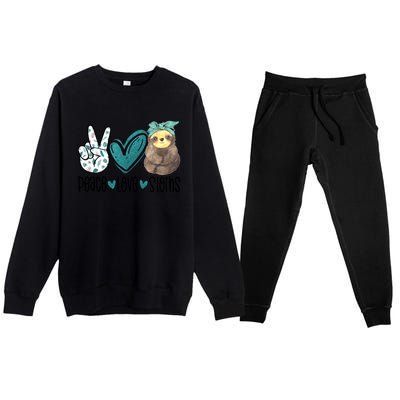 Peace Love Sloths Tropical Bandana Sloth Lover Gift Hippie Great Gift Premium Crewneck Sweatsuit Set