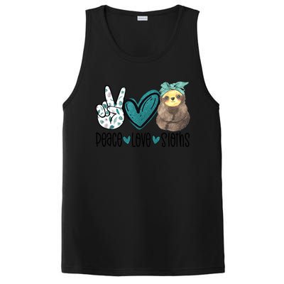 Peace Love Sloths Tropical Bandana Sloth Lover Gift Hippie Great Gift PosiCharge Competitor Tank