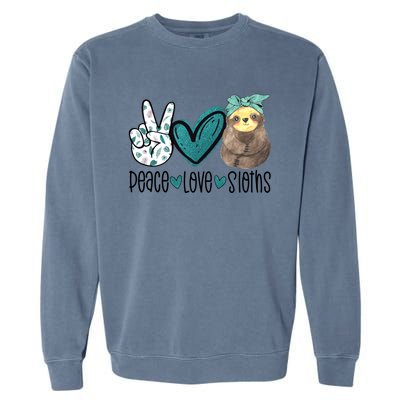 Peace Love Sloths Tropical Bandana Sloth Lover Gift Hippie Great Gift Garment-Dyed Sweatshirt