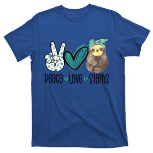 Peace Love Sloths Tropical Bandana Sloth Lover Gift Hippie Great Gift T-Shirt