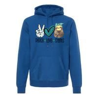 Peace Love Sloths Tropical Bandana Sloth Lover Gift Hippie Great Gift Premium Hoodie