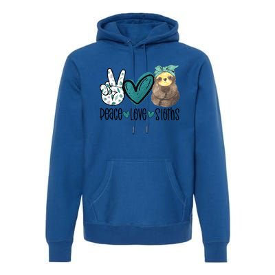 Peace Love Sloths Tropical Bandana Sloth Lover Gift Hippie Great Gift Premium Hoodie