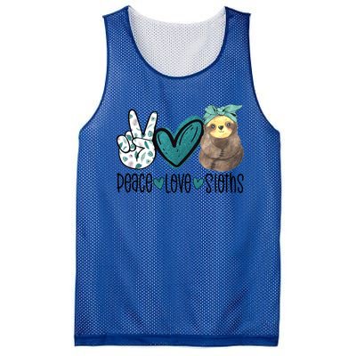 Peace Love Sloths Tropical Bandana Sloth Lover Gift Hippie Great Gift Mesh Reversible Basketball Jersey Tank