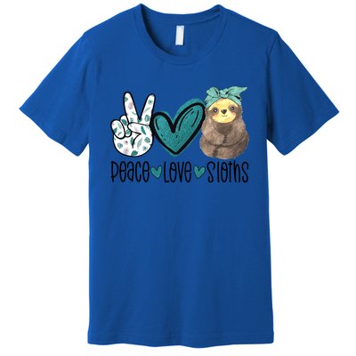 Peace Love Sloths Tropical Bandana Sloth Lover Gift Hippie Great Gift Premium T-Shirt