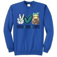 Peace Love Sloths Tropical Bandana Sloth Lover Gift Hippie Great Gift Tall Sweatshirt