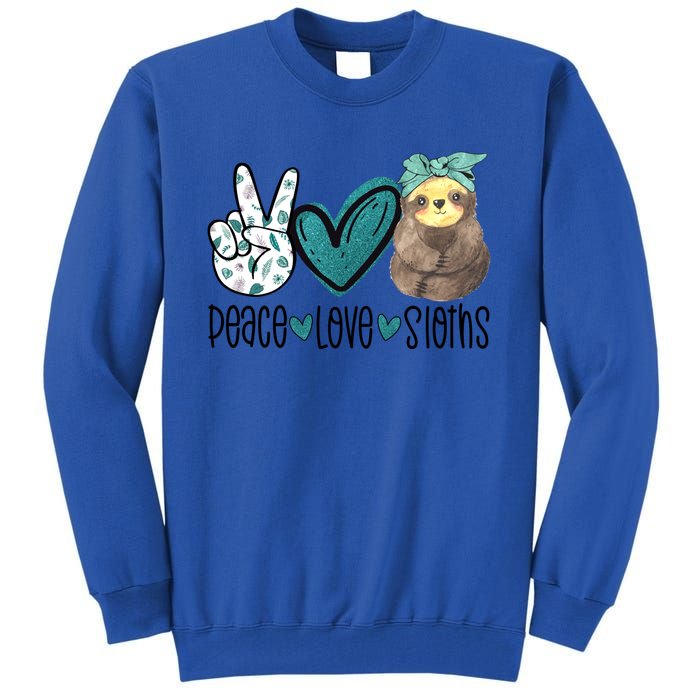 Peace Love Sloths Tropical Bandana Sloth Lover Gift Hippie Great Gift Tall Sweatshirt