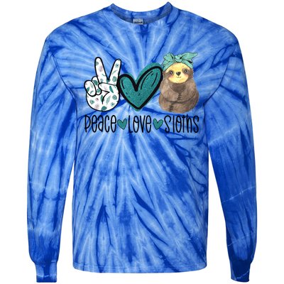 Peace Love Sloths Tropical Bandana Sloth Lover Gift Hippie Great Gift Tie-Dye Long Sleeve Shirt