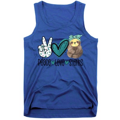 Peace Love Sloths Tropical Bandana Sloth Lover Gift Hippie Great Gift Tank Top