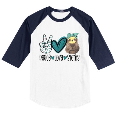 Peace Love Sloths Tropical Bandana Sloth Lover Gift Hippie Great Gift Baseball Sleeve Shirt