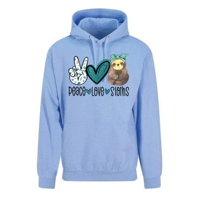 Peace Love Sloths Tropical Bandana Sloth Lover Gift Hippie Great Gift Unisex Surf Hoodie