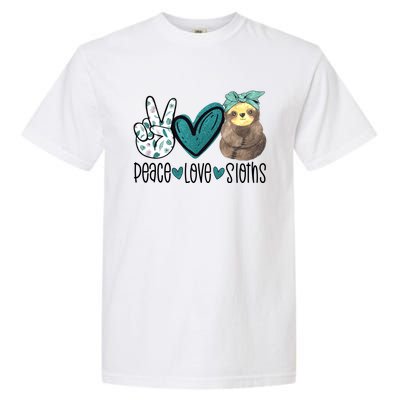 Peace Love Sloths Tropical Bandana Sloth Lover Gift Hippie Great Gift Garment-Dyed Heavyweight T-Shirt