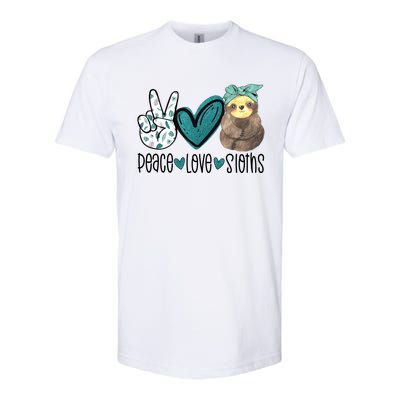 Peace Love Sloths Tropical Bandana Sloth Lover Gift Hippie Great Gift Softstyle CVC T-Shirt