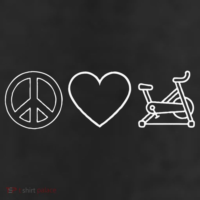 Peace Love Spin Heart Funny Spin Class Spinning Cycling Gym Cool Comfort Performance Bucket Hat